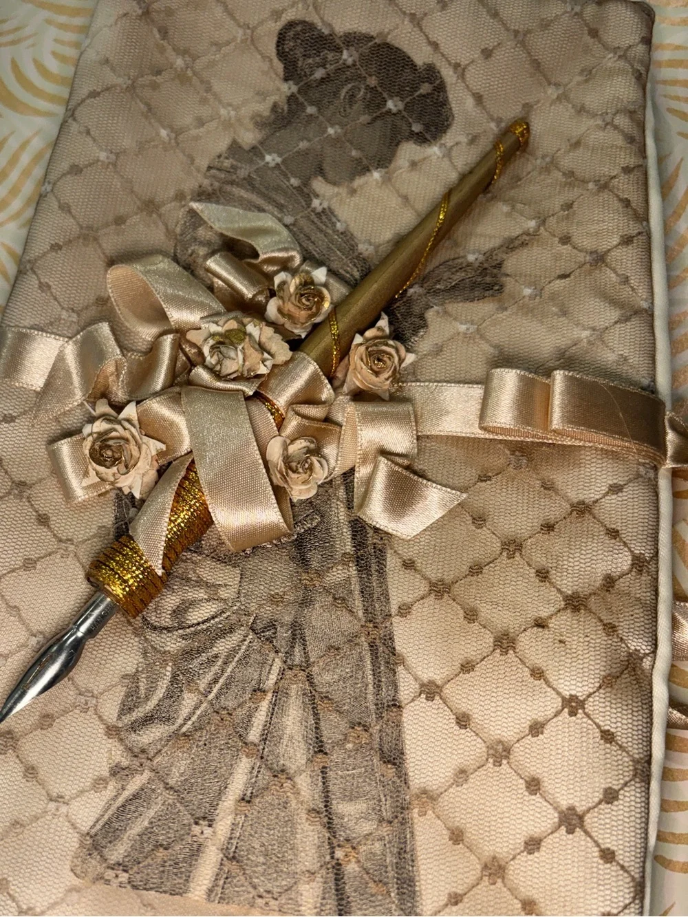 ⚜️ Handmade Champagne Silk & Lace Journal Cover ⚜️